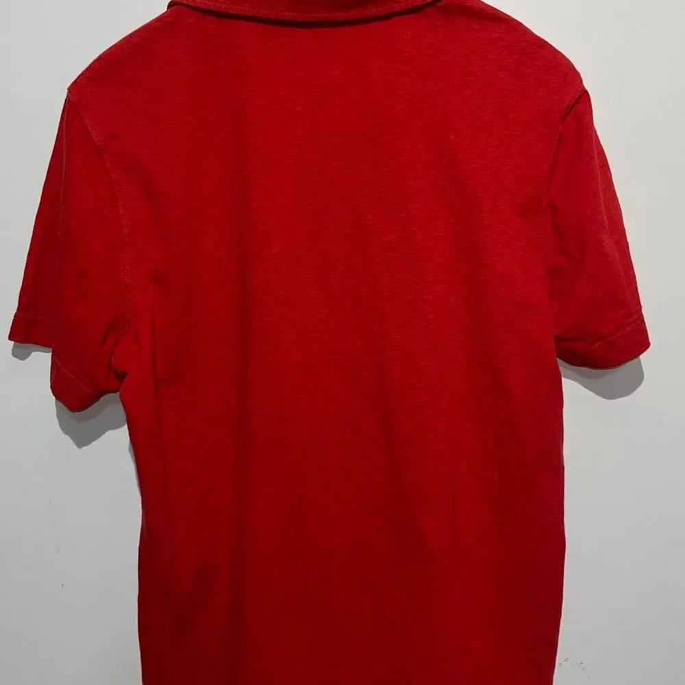 True Religion Men's Red Collared Two Button Short Sleeve Polo Shirt‎ Large